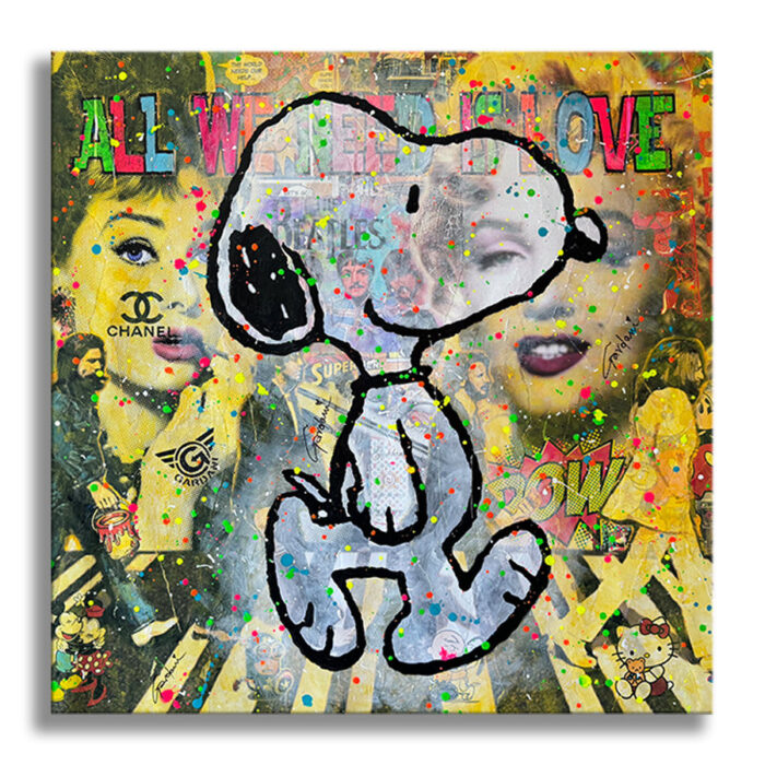 Beatles-Snoopy - Original Painting on canvas-PopArt