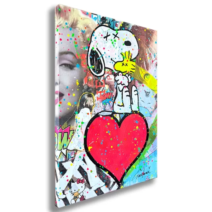 Snoopy Hug your heart - Original Painting on canvas - Image 4