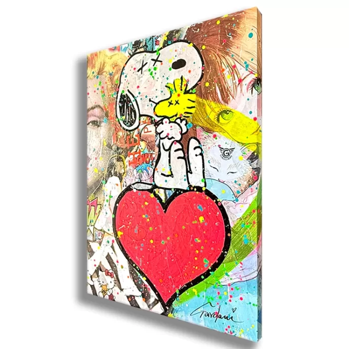 Snoopy Hug your heart - Original Painting on canvas - Image 3