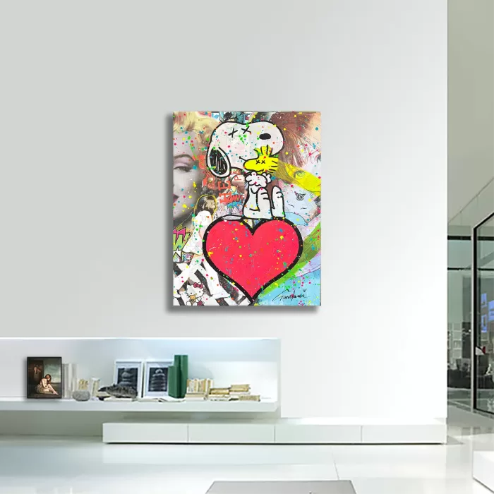 Snoopy Hug your heart - Original Painting on canvas - Image 2