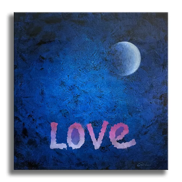 Blue moon love - Original Painting on canvas