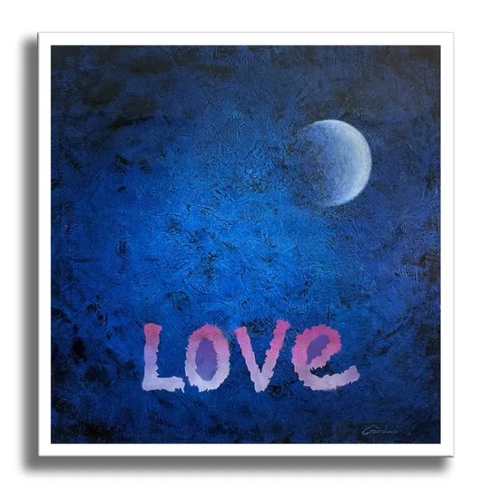 Blue moon love - Original Painting on canvas - Image 3