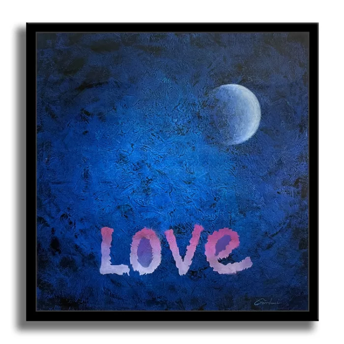 Blue moon love - Original Painting on canvas - Image 5