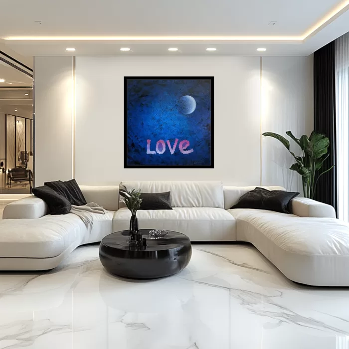 Blue moon love - Original Painting on canvas - Image 4