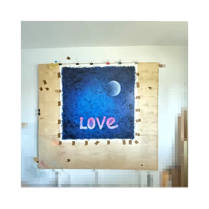 Blue moon love - Original Painting on canvas - Image 6