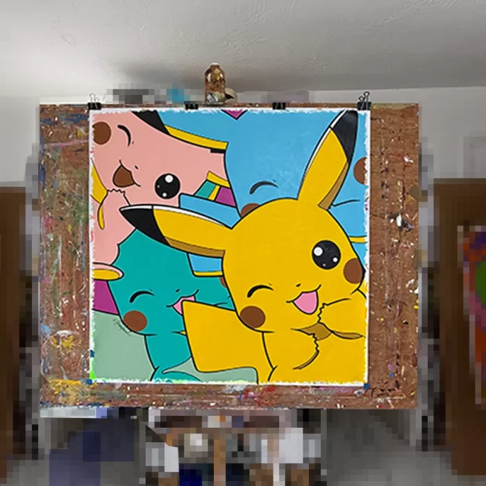 Smile Pikachu - Original Painting on canvas - Pop Art - Image 7