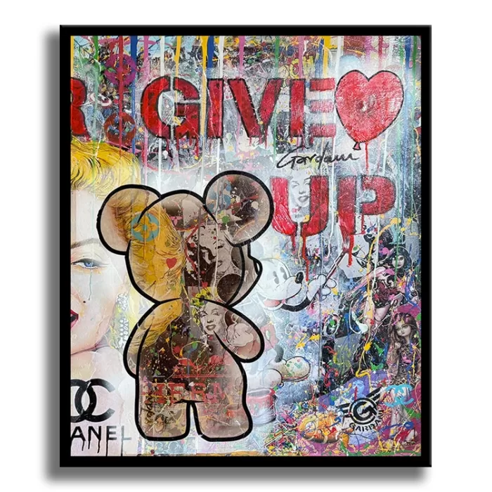 Teddy Bear Never give up - Original Painting on Canvas - Image 5