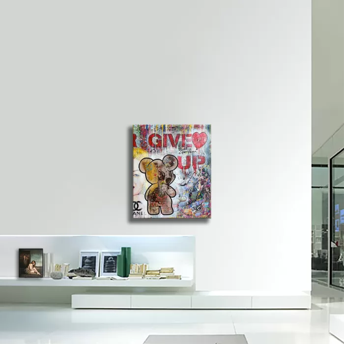 Teddy Bear Never give up - Original Painting on Canvas - Image 2
