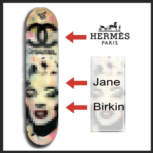 Jane Birkin Skateboard – Original Painting on Skateboard (Commission)