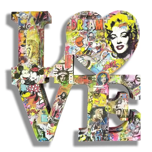 Marilyn is Love - 3D Wall Sculpture by Gardani