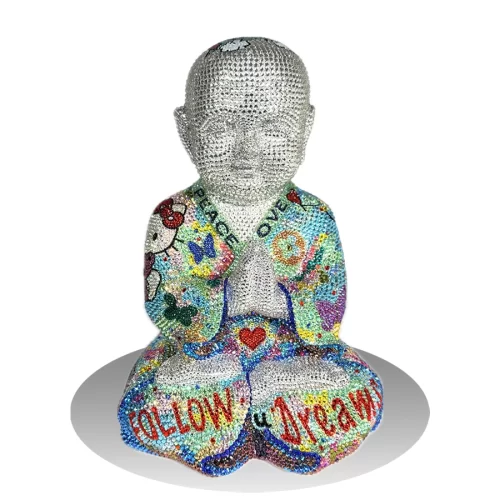 Marilyn Peace Buddha – Original 3D Swarovski Sculpture (side-1) by Gardani